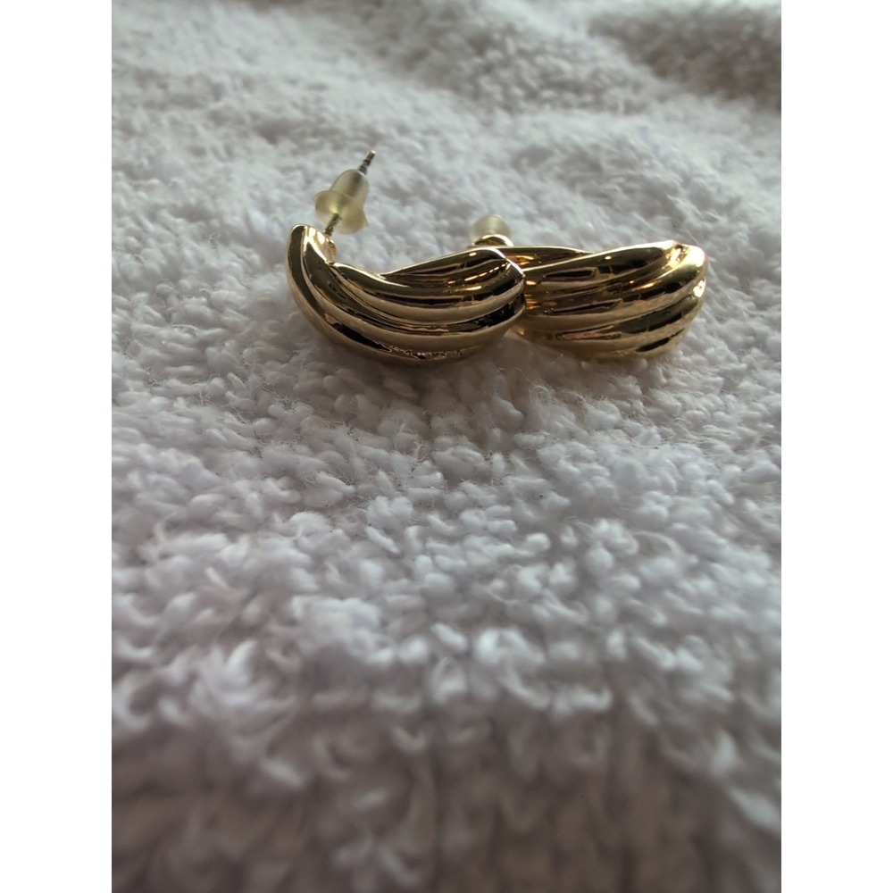1990s Napier Reflections Scroll Earrings Art Deco Screw Back Clip